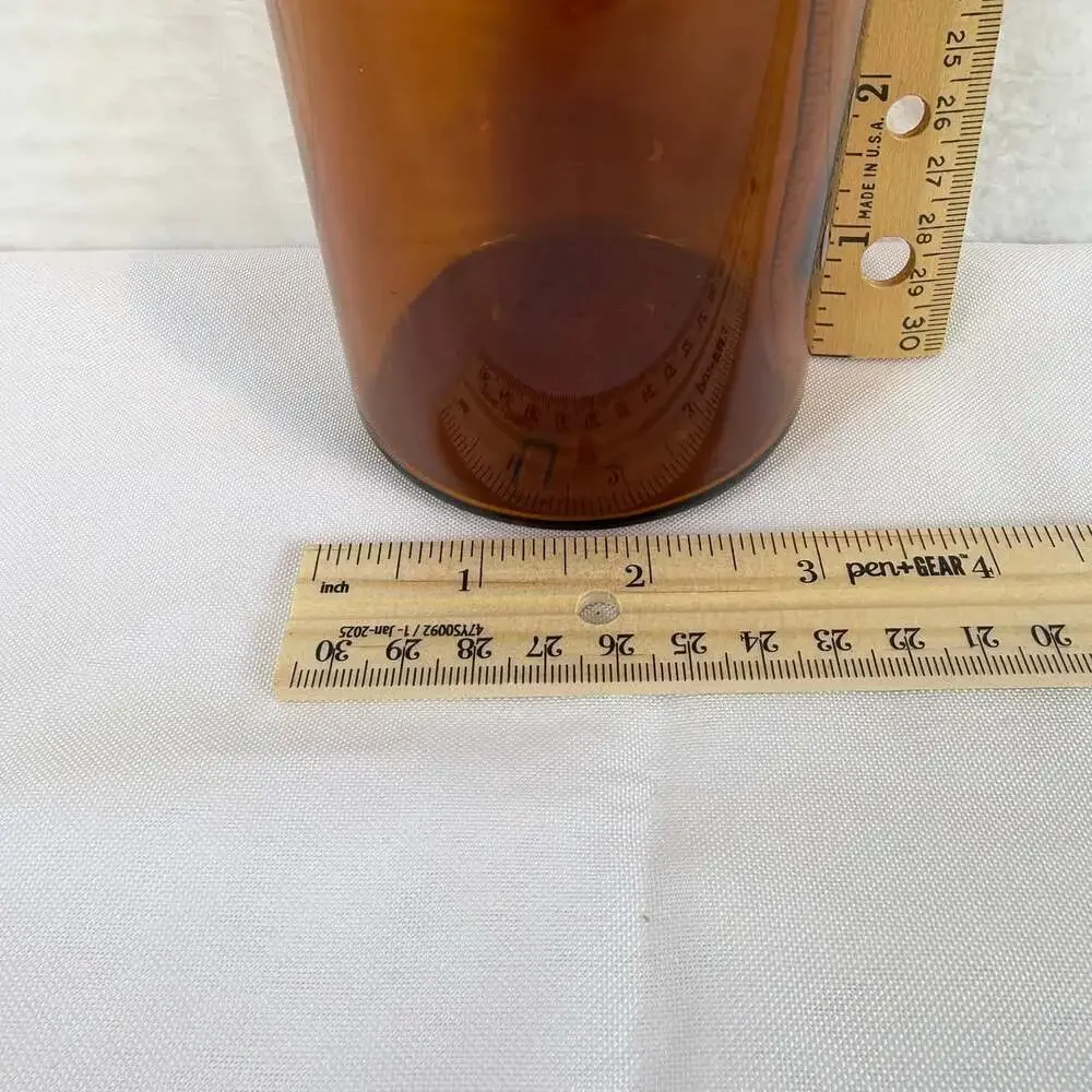 Vintage Brown Apothecary Glass Jar Bubble Lid Canister 7 1/4